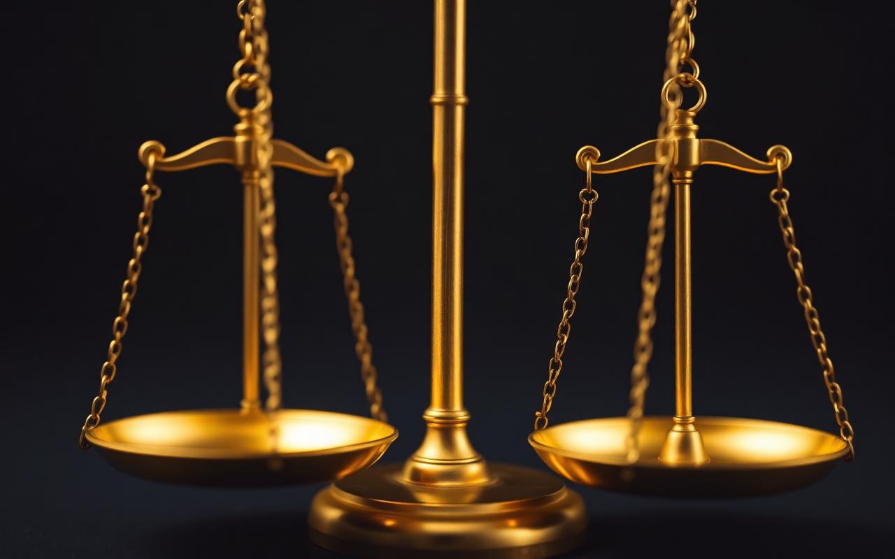 Balança da justiça em dourado